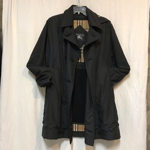 Burberry Sz 4 oversized taffeta pea coat with hood